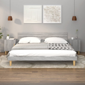 Bedside Cabinet Set of 2 Grey Sonoma Engineered Wood