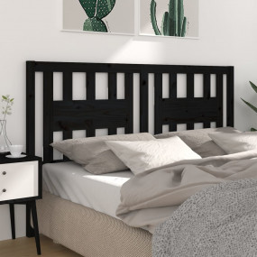 Headboard Black Solid pine wood Medium Decorative Inlay...