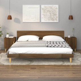 Bedside Cabinet Set of 2 Brown oak Engineered wood Stan...