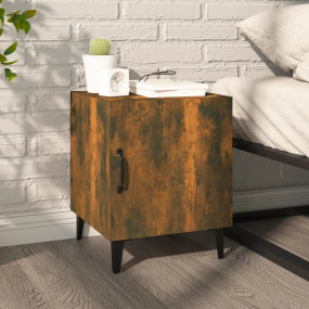Bedside Cabinet Smoked Oak Engineered Wood Medium Bedsi...