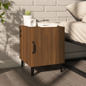 Bedside Cabinet Brown Oak Engineered wood, Metal