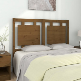 Bed Headboard Honey brown Solid pine wood 49.4 x 1.6 x ...