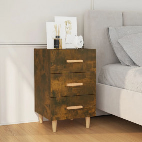 Bedside Cabinet Smoked Oak Engineered Wood Standard
