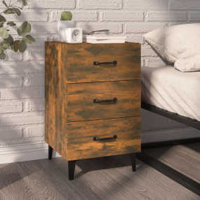 Bedside Cabinet Smoked Oak Engineered wood, metal Stand...