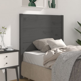 Headboard Grey Solid pine wood Standard Decorative Inla...