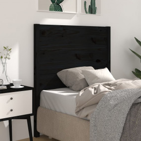 Headboard Black Solid pine wood 37.8x1.6x39.4 in