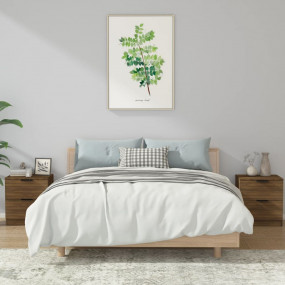 Bedside Cabinet Set of 2 Brown oak Engineered wood Stan...