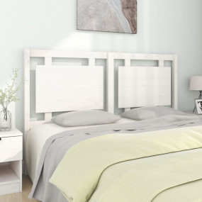 Bed Headboard White Solid Pine Wood Double Decorative I...