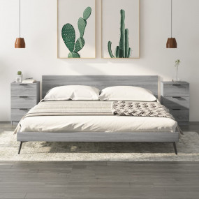 Bedside Cabinet Set of 2 Grey Sonoma Engineered wood