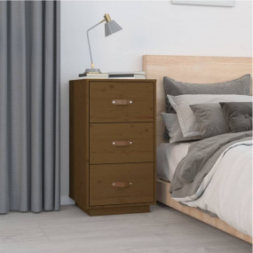 Bedside Cabinet Honey Brown Solid Pine Wood 15.7x15.7x2...