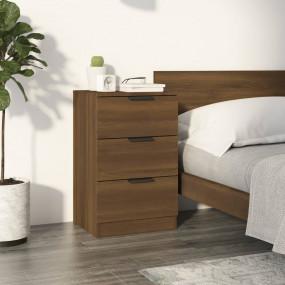 Bedside Cabinet Brown Oak Engineered Wood Medium Bedsid...