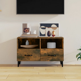 TV Cabinet Smoked Oak Engineered Wood, Iron TV Cabinet