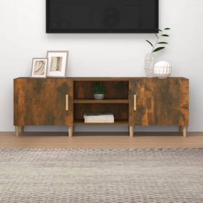 TV Cabinet Smoked Oak Engineered Wood, Solid Eucalyptus...
