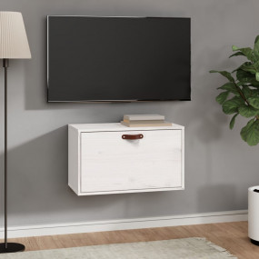 Wall Cabinet White Solid Pinewood, Engineered Wood