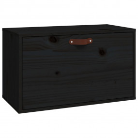 Wall Cabinet Black Solid Pine Wood Medium Wall Cabinet