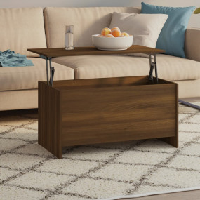 Coffee Table Brown Oak Engineered Wood Large Adjustable...