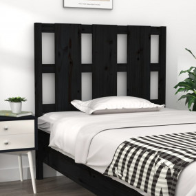 Bed Headboard Black Solid pine wood 37.6 x 1.6 x 39.4 i...