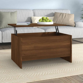 Coffee Table Brown Oak Engineered Wood 31.5In X 21.9In ...
