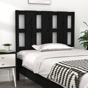 Bed Headboard Black Solid Pine Wood Medium Decorative I...
