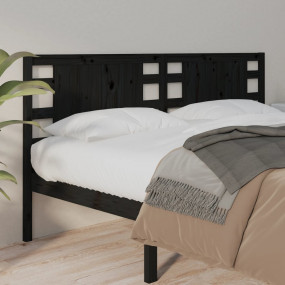 Headboard Black Solid Pine Wood 57.5 in x 1.6 in x 39.4...