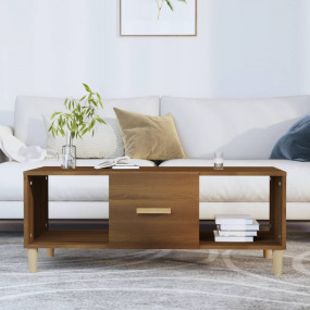 Coffee Table Brown Oak Engineered Wood Standard Coffee ...
