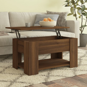 Coffee Table Brown Oak Engineered Wood Standard Coffee ...