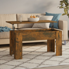 Coffee Table Smoked Oak Engineered Wood 39.8 in x 19.3 ...