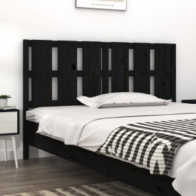 Bed Headboard Black Solid Pine Wood