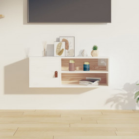 Wall Cabinet White Solid pine wood, faux leather 31.5x1...