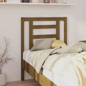 Headboard Honey Brown Solid Pine Wood 31.9 x 1.6 x 39.4...