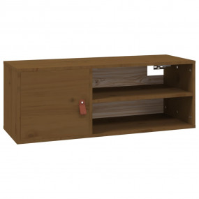 Wall Cabinet Honey Brown Solid pinewood, faux leather 3...