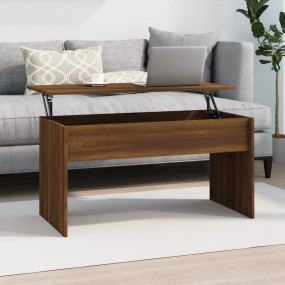 Coffee Table Brown Oak Engineered Wood Medium Hidden Co...