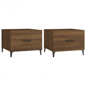 Coffee Table Set of 2 Brown Oak Engineered wood, Metal ...