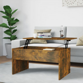 Coffee Table Smoked Oak Engineered Wood 31.5x19.9x16.3 ...