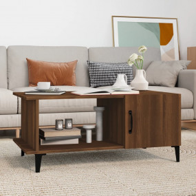 Coffee Table Brown Oak Engineered Wood, Metal Medium Co...