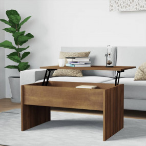 Coffee Table Brown Oak Engineered Wood Medium Height-Ad...
