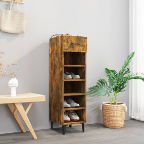 Shoe Cabinet Smoked Oak Engineered wood, Metal Slim Sho...