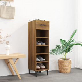 Shoe Cabinet Brown Oak Engineered wood Small Shoe Cabin...
