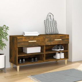 Shoe Cabinet Smoked Oak Engineered Wood Medium Shoe Cab...