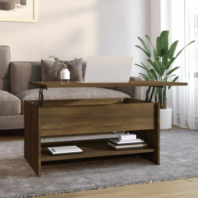 Coffee Table Brown Oak Engineered Wood Standard Height ...