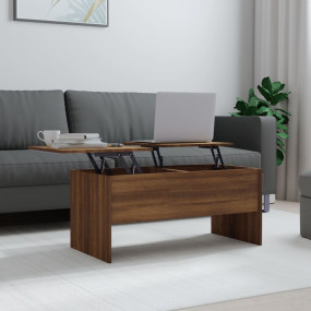 Coffee Table Brown Oak Engineered Wood Medium Hidden Co...