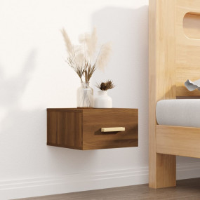 Wall-mounted Bedside Cabinet Brown oak Engineered wood