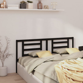 Bed Headboard Black Solid Pine Wood 81.1 x 1.6 x 39.4 i...