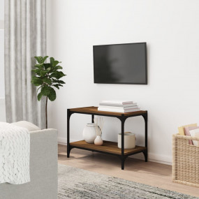 TV Cabinet Brown Oak Engineered Wood Compact TV Cabinet