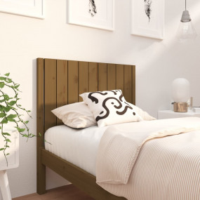 Bed Headboard Honey Brown Solid Pinewood 37.6 in x 1.6 ...