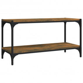 TV Cabinet Smoked Oak Engineered Wood and Steel Medium ...