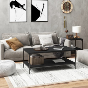 Coffee Table Black Engineered wood, steel Medium Adjust...