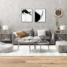 Side Table Set of 2 Grey Sonoma Engineered Wood, Steel ...