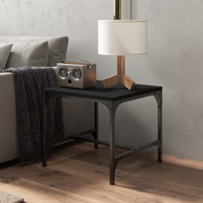 Side Table Black Engineered Wood, Steel Small Adjustabl...