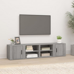 TV Cabinet Set of 2 Grey Sonoma Engineered Wood Medium